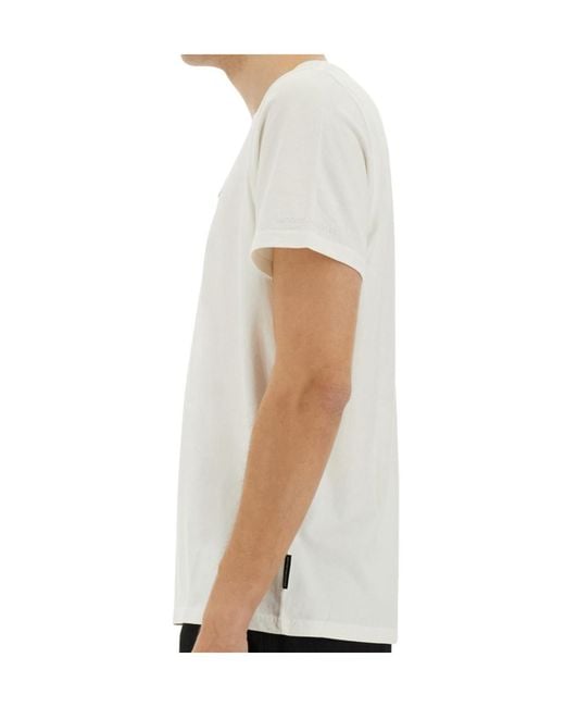 Moose Knuckles White Logo Patch Crewneck T-Shirt for men