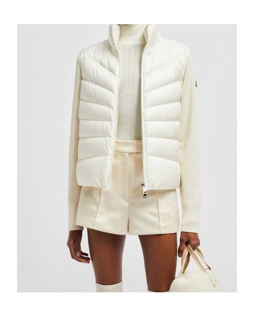 Moncler White Logo Patch Zip-Up Jacket