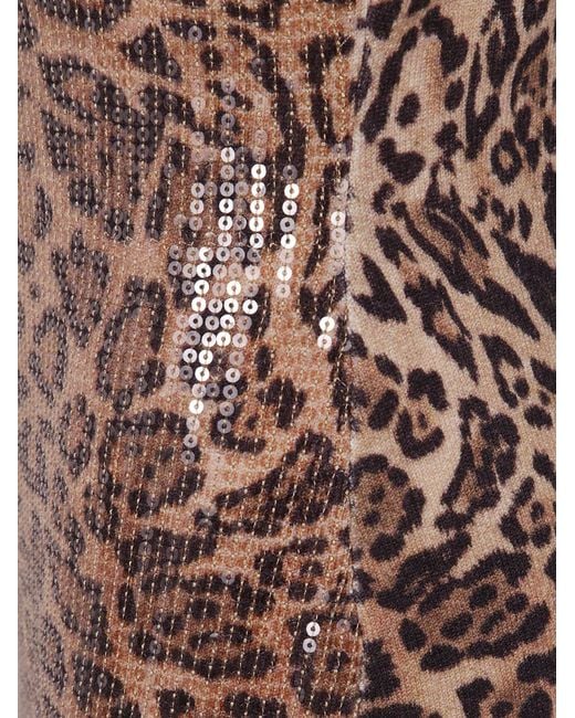 Twinset Brown Animal Print Sequin Dress