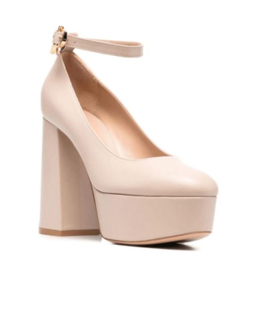 Gianvito Rossi Natural Vernice Platform Round Toe Pumps