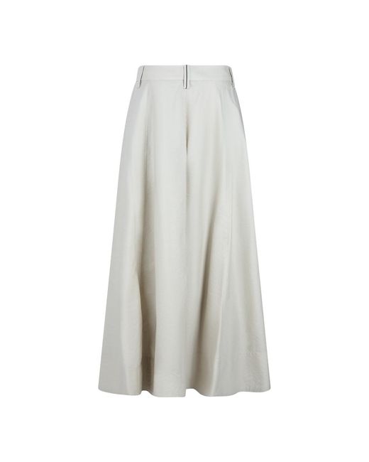 Brunello Cucinelli Gray Poplin Sartorial Skirt