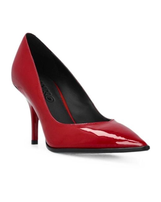 Pinko Red Patent Pointed-Toe Heeled Pumps