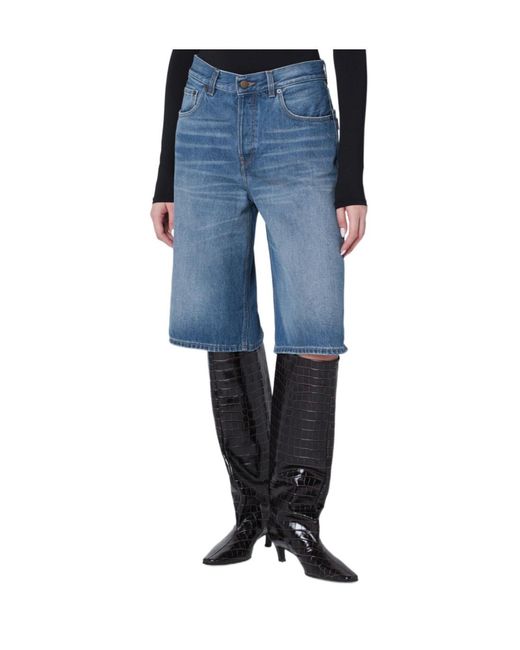 Haikure Black Long Denim Bermuda Shorts