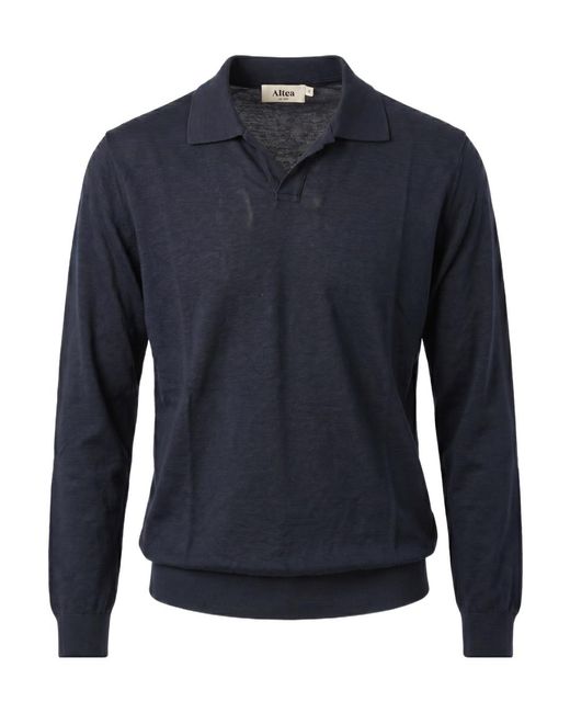Altea Blue Long-Sleeve Polo Shirt Production for men