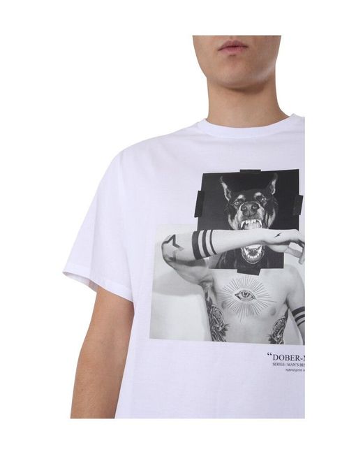 Neil Barrett White Printed T-Shirt With Round Neck for men