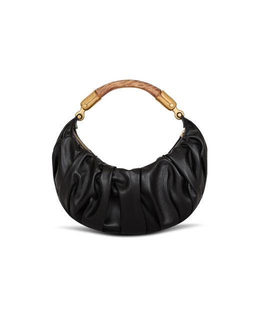 Balmain Black Medium Ebene Ruched Shoulder Bag