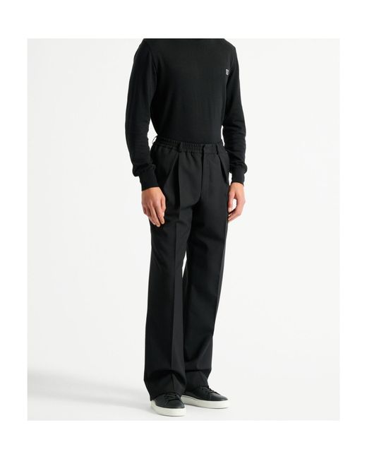 Balmain Black Wool Trousers With Elasticated Waist for men