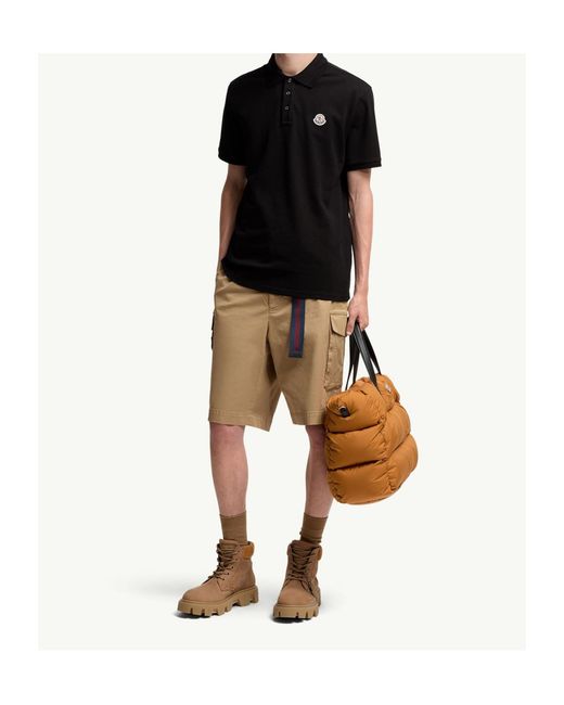 Moncler Black Logo Patch Cotton Piquet Polo Shirt for men
