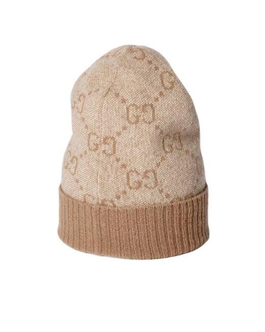Gucci Natural Logo Intarsia Knit Beanie