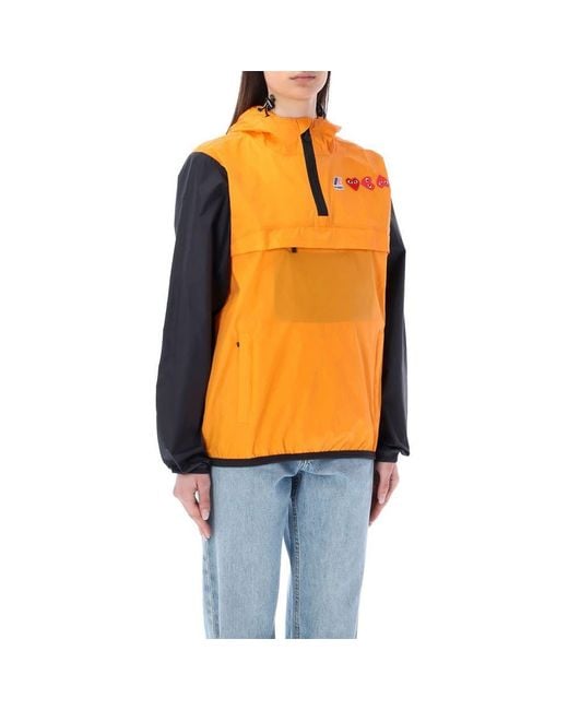 COMME DES GARÇONS PLAY Orange Logo-Print Hooded Jacket for men