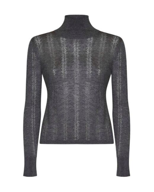 Max Mara Gray Lace-Knit Pullover