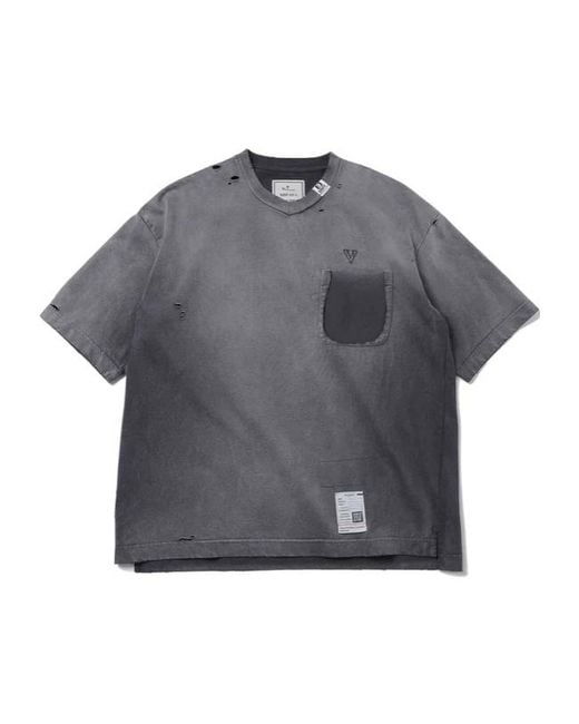 Maison Mihara Yasuhiro Gray V-Neck Distressed T-Shirt for men