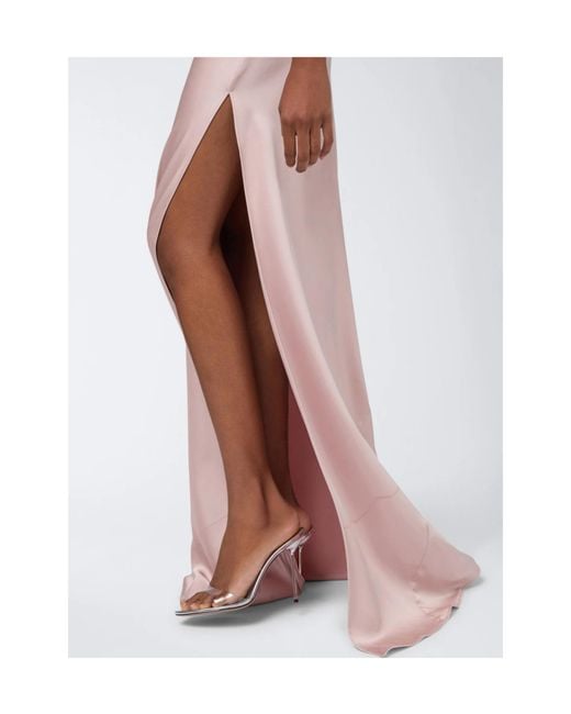 ANDAMANE Pink Vera Cowl-Neck Side-Slit Maxi Dress