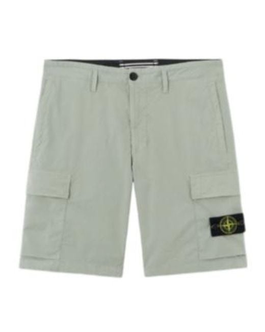 Stone Island Green Regular Fit Cargo Bermuda Shorts for men