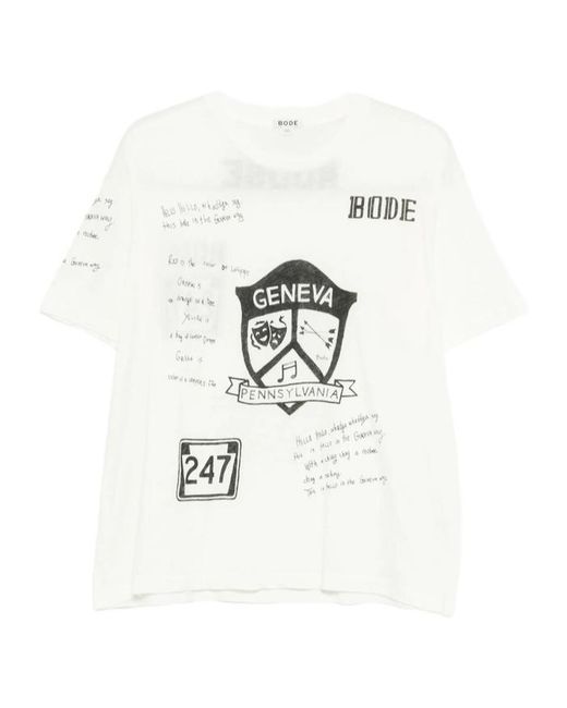 Bode White Camp Crest Graphic-Print T-Shirt for men