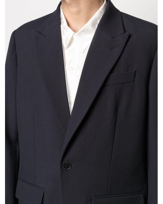 Valentino Blue Single-Breasted Long-Sleeved Blazer for men