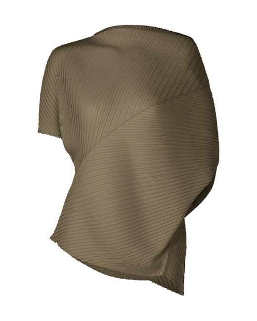 Issey Miyake Green Pleated Asymmetric Top