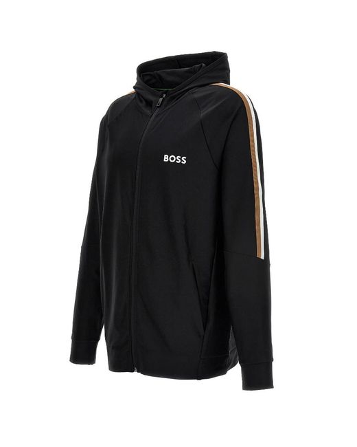 Boss Black Boss Logo Printed Zipped Hoodie for men