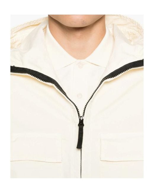 Stone Island White Zip-Up Hooded Jacket for men