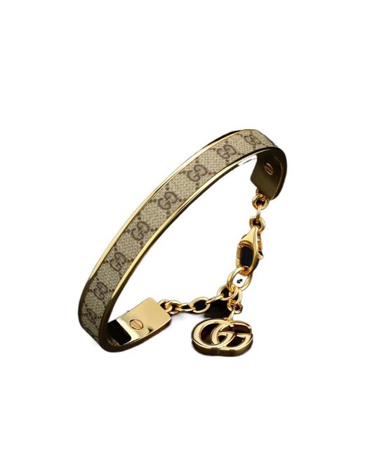 Gucci Metallic Bangle Bracelet With Double G Charm