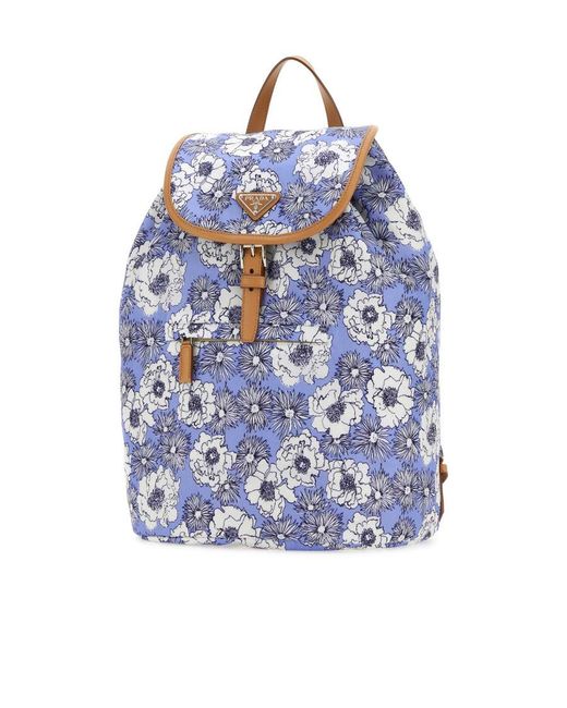 Prada Blue Logo Backpack for men