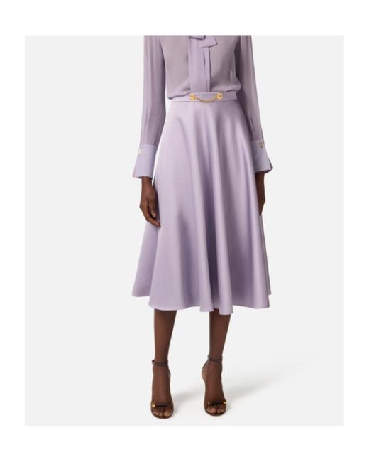 Elisabetta Franchi Purple Duchesse Midi Skirt