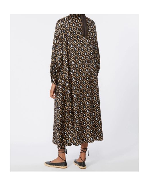 Max Mara Brown Printed Midi Dress