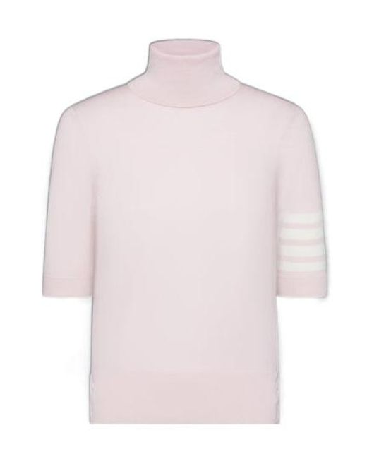 Thom Browne Pink Roll Neck Knitted Jumper