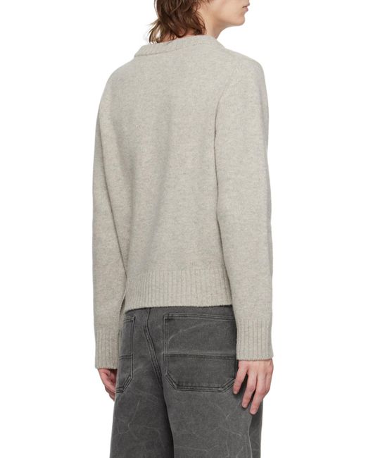 Ganni Gray Logo-Intarsia Jumper