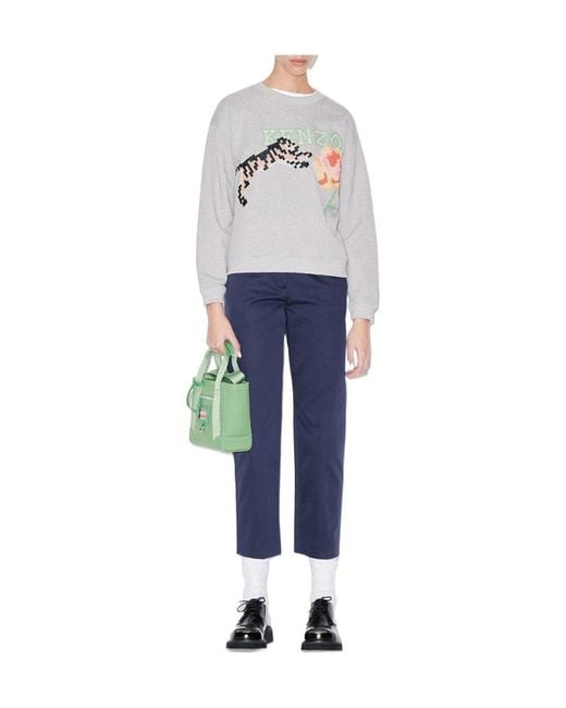 KENZO Blue Logo Patch Cropped Trousers