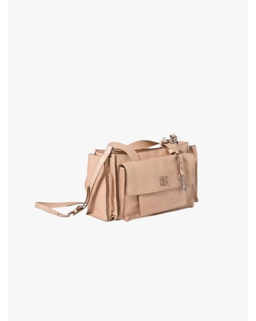 Miu Miu Natural Zippered Shoulder Bag