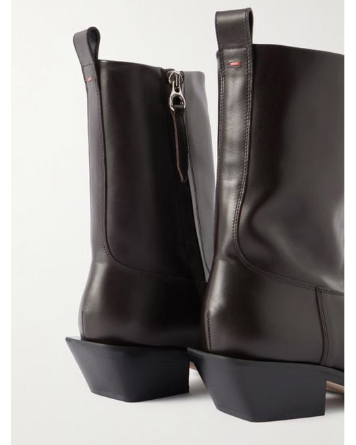 Aeyde Black Solid Color Leather Ankle Boots