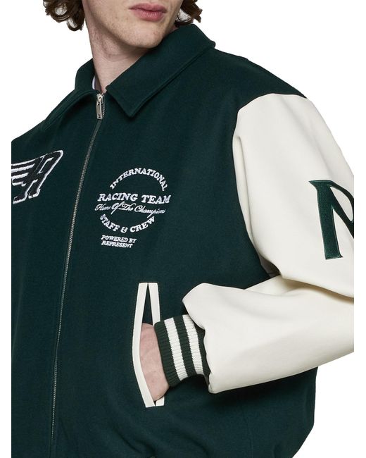 Represent Green Panelled Bomber Jacket for men