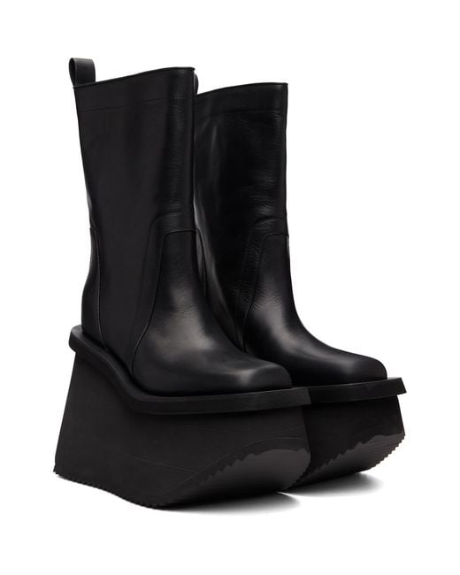 Rick Owens Black Tower Factory Platform Mid-Calf Boots for men