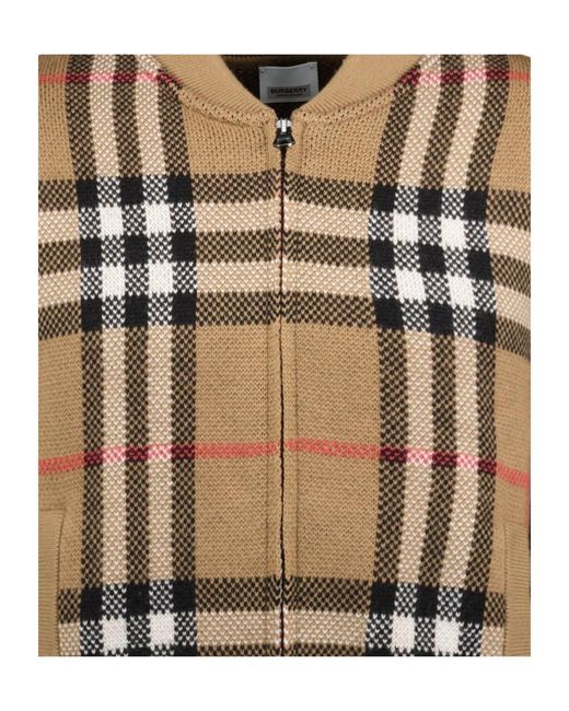 Burberry Brown Check Wool Bomber Jacket for men