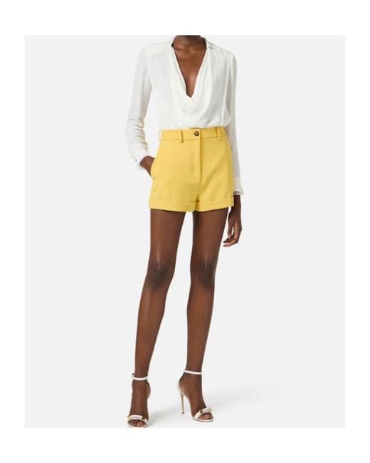 Elisabetta Franchi Yellow Lightweight Crêpe Shorts