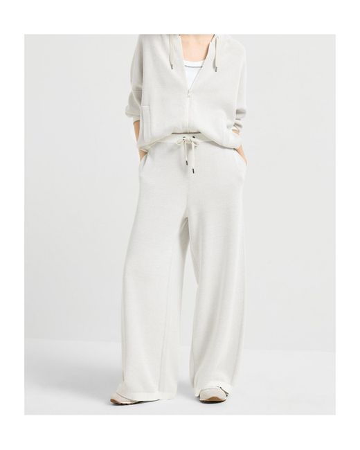 Brunello Cucinelli White Drawstring Palazzo Pants