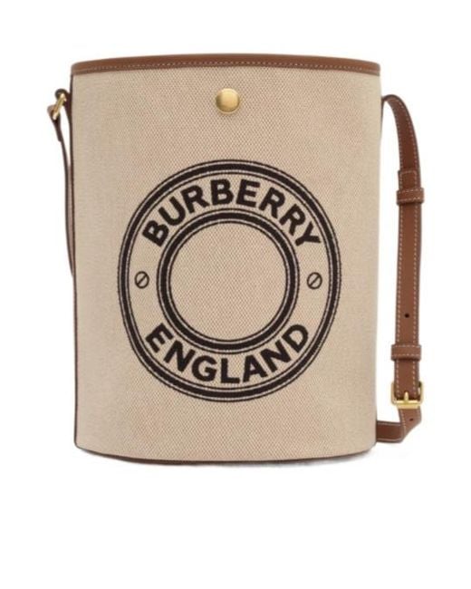 Burberry Natural Logo Graphic Canvas Bucket Bag