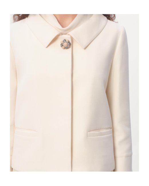 Valentino White Crepe Coutre Cropped Jacket
