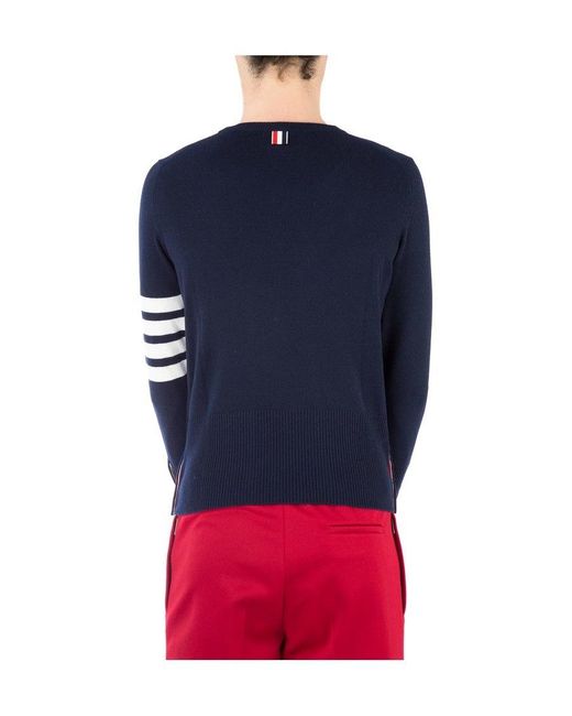 Thom Browne Blue Bar Crewneck Jumper for men
