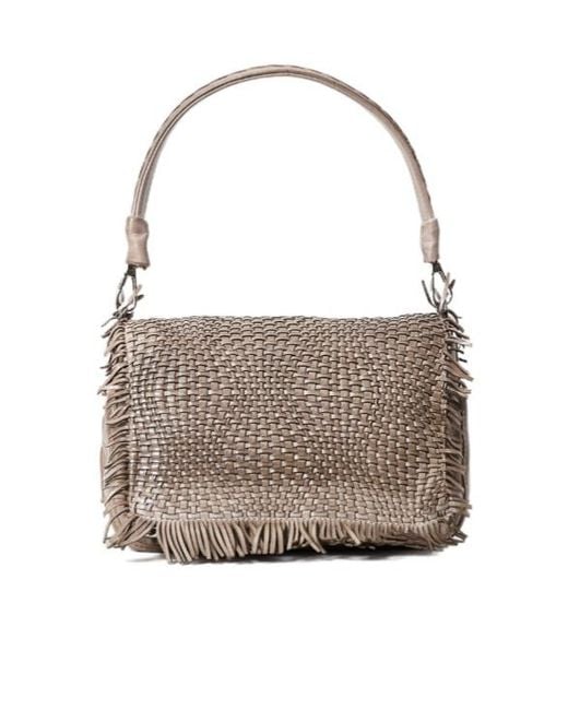 Reptile's House Gray Anfora Shoulder Bag With Woven Flap