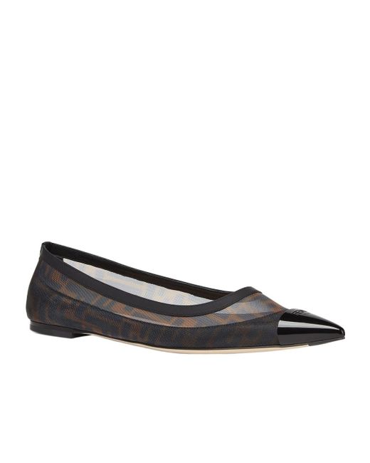 Fendi Multicolor Ff Mesh Ballet Flats