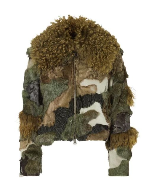 Fendi Green Patchwork Shearling Blouson