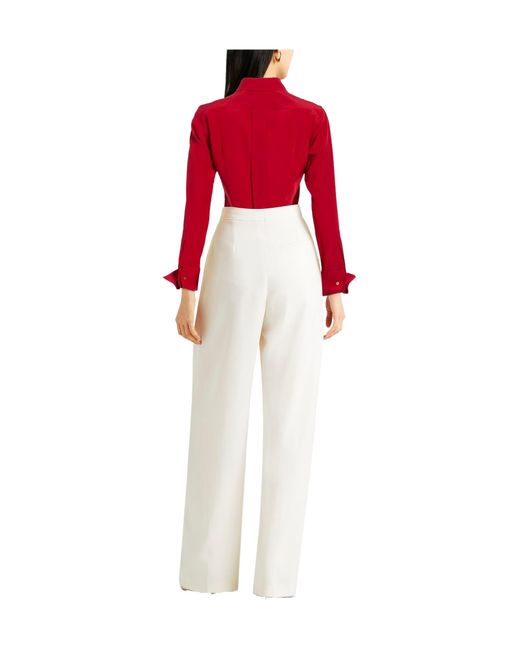 Max Mara Red Solid Color Long-Sleeve Shirt