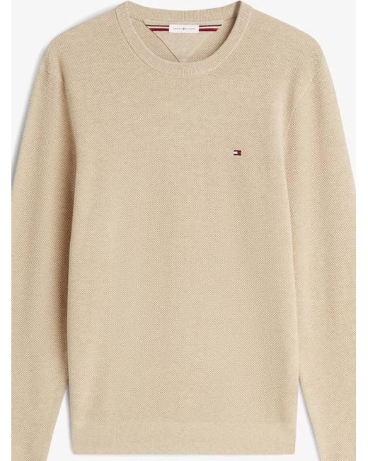 Tommy Hilfiger Natural Logo-Embroidered Waffle-Knit Sweater for men