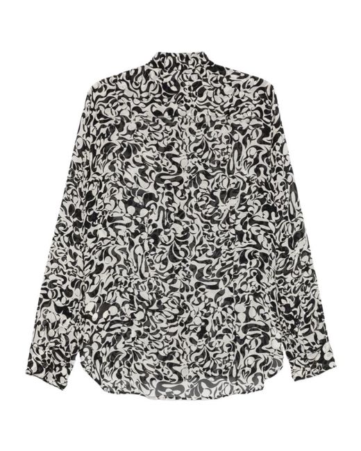 Dries Van Noten Gray Graphic-Printed Shirt for men