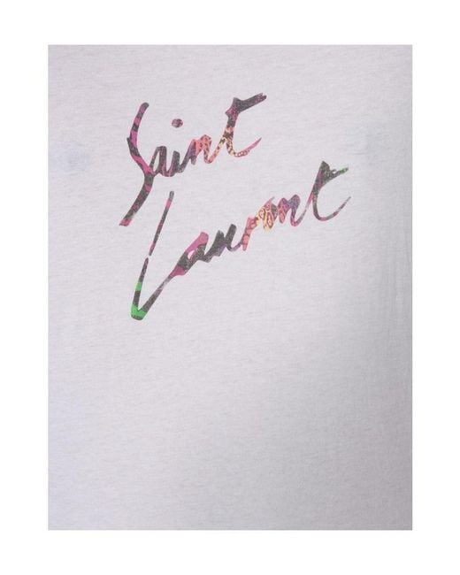 Saint Laurent White Animal Print' T-Shirt for men