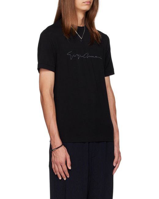 Giorgio Armani Black Logo Printed Crewneck T-Shirt for men