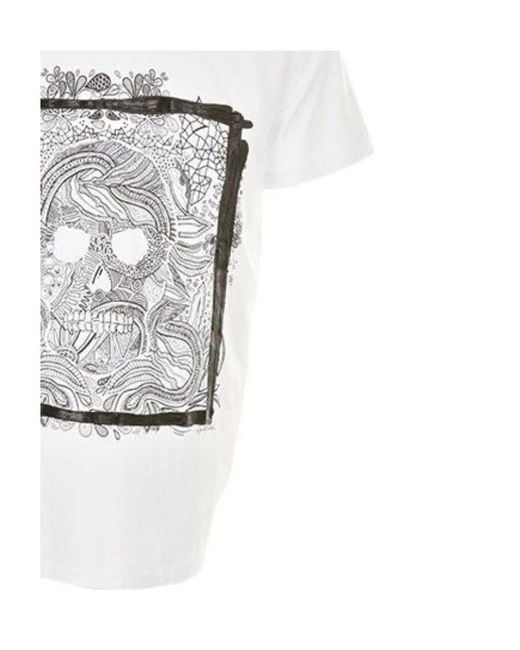 Just Cavalli White Pattern Printed Short-Sleeved T-Shirt for men