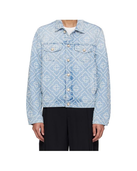 Casablanca Blue Long-Sleeve Denim Jacket for men